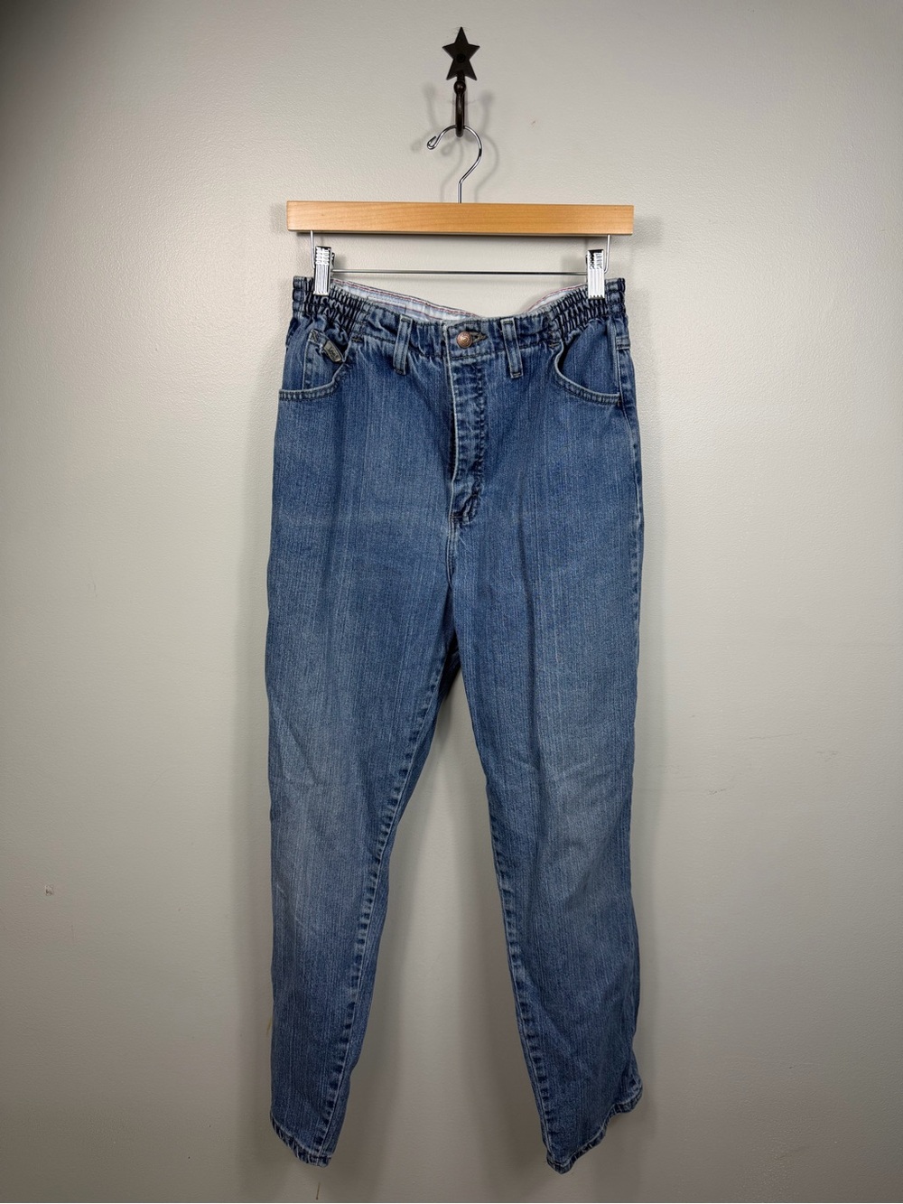 Vintage 90s Lee Side Elastic Waist Jeans High Rise Tapered Leg Medium Wash